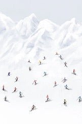 Bunte Skifahrer Berg-Hintergrundbild