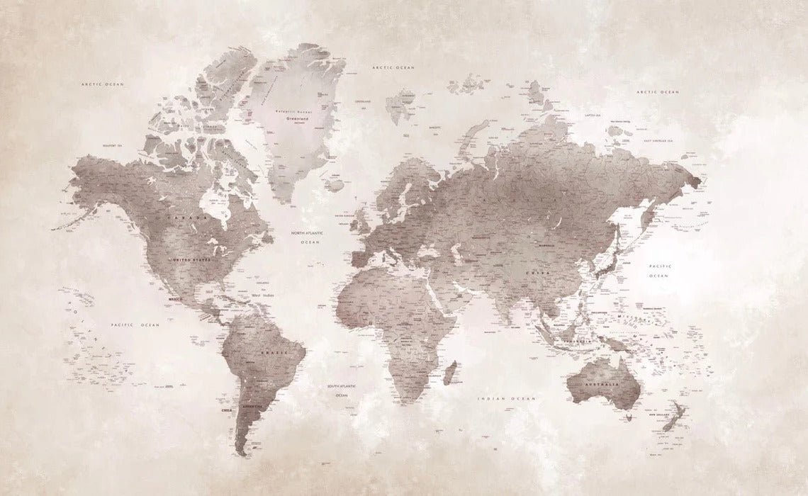 Papier peint carte du monde intemporel, XXL, tendance