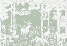 Tapete Tiere des Waldes grün