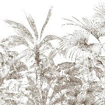 Tropische Tapete Gravur monochrom