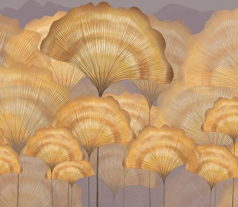 Moderne Tapete Ginkgo Ocker