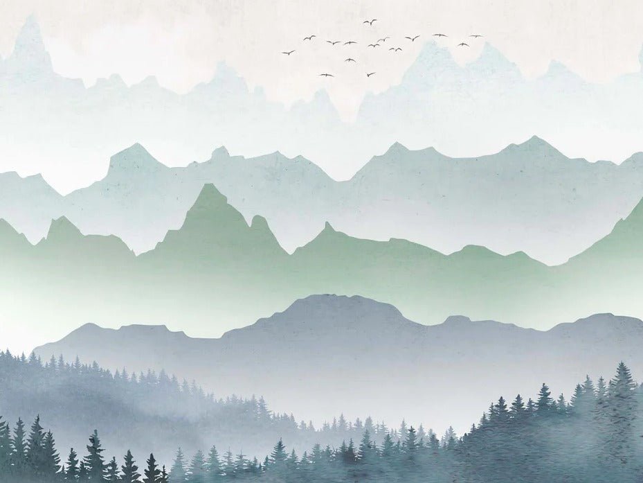 Tapete Morgennebel Wald