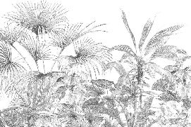 Tropische Tapete mit einfarbigem Gravurdruck