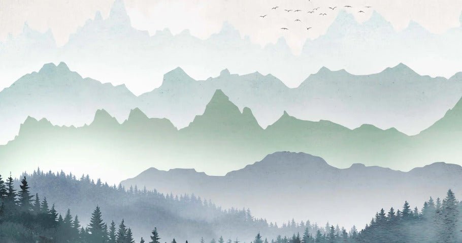 Tapete Morgennebel Wald