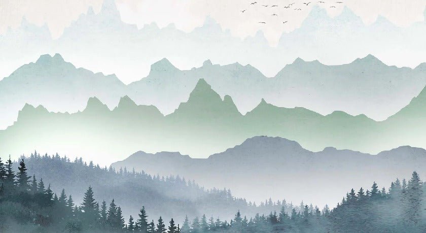 Tapete Morgennebel Wald