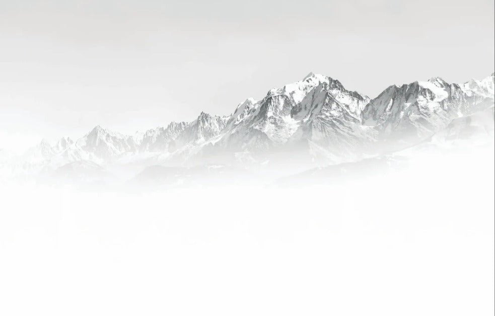 Mont Blanc im Nebel Schwarz-Weiß-Tapete
