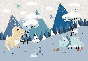 Blaue Dinosaurier-Tapete