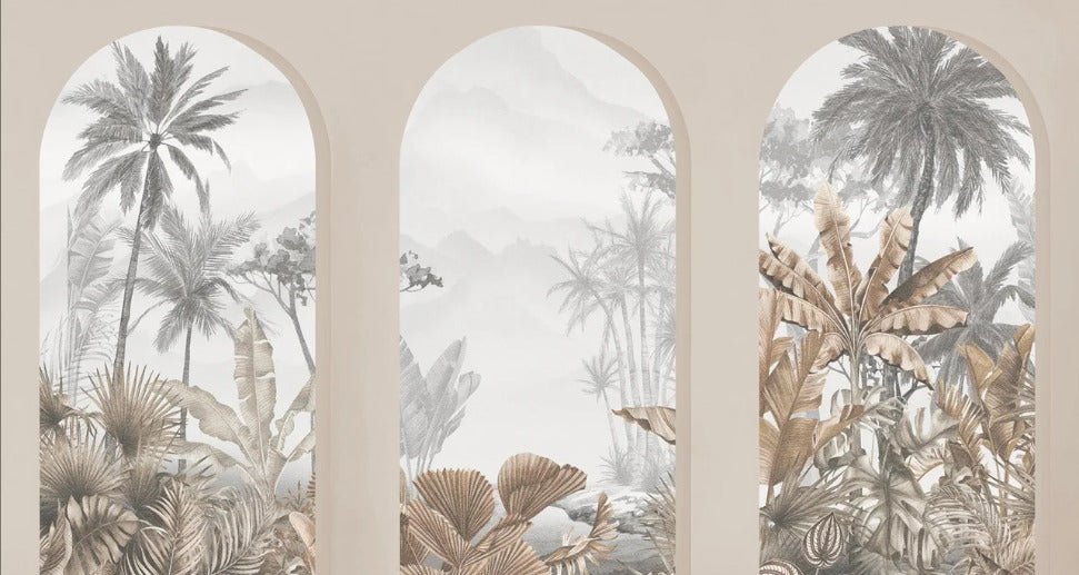 Tapete Tropical Arches Sepia