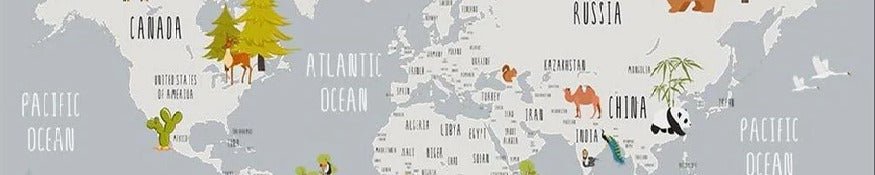 Tapete für Kinderzimmer mit hellgrauen Tieren