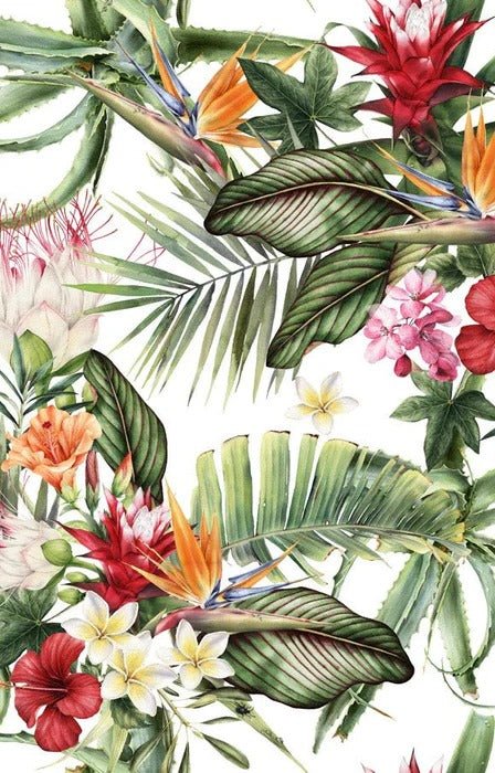 Tropische Tapete & Bunte Blumen