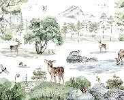 Tapete Tiere verschneite Wiese