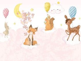 Tapete Babyzimmer Tiere rosa Wolke