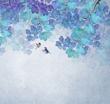 Tapete Blatt blau