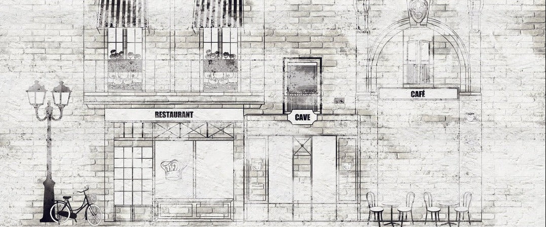 Tapete Bistro Vintage Fassade Parisienne