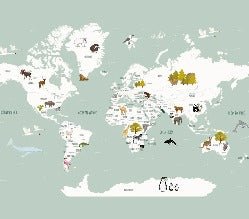 Tapete Weltkarte auf Französisch Kind grün