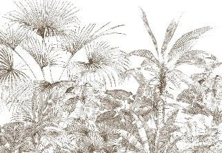 Tropische Tapete Gravur monochrom