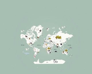 Tapete Weltkarte auf Französisch Kind grün