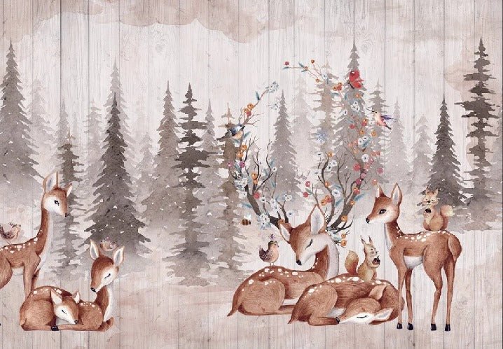 Papier peint chambre enfant douces biches, XXL, tendance