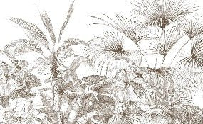 Tropische Tapete Gravur monochrom