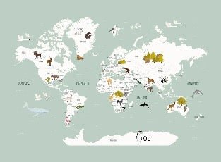 Tapete Weltkarte auf Französisch Kind grün