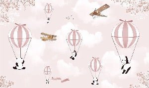 Tapete Kinderzimmer Panda Wolke rosa