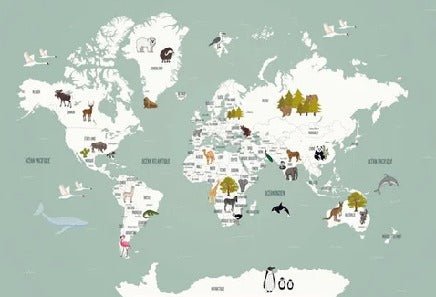 Tapete Weltkarte auf Französisch Kind grün