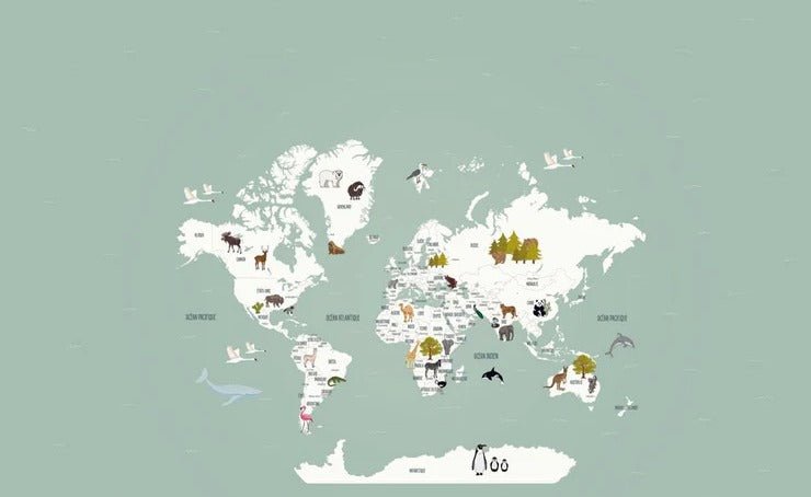 Tapete Weltkarte auf Französisch Kind grün