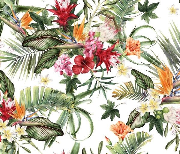 Tropische Tapete & Bunte Blumen