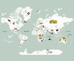 Tapete Weltkarte auf Französisch Kind grün