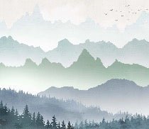 Tapete Morgennebel Wald