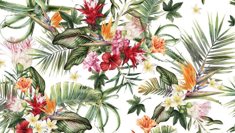 Tropische Tapete & Bunte Blumen