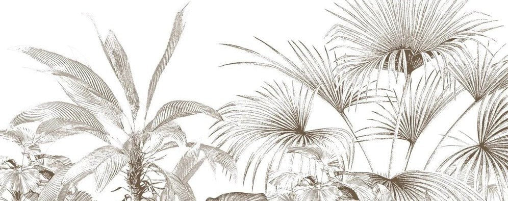 Tropische Tapete mit einfarbigem Gravurdruck