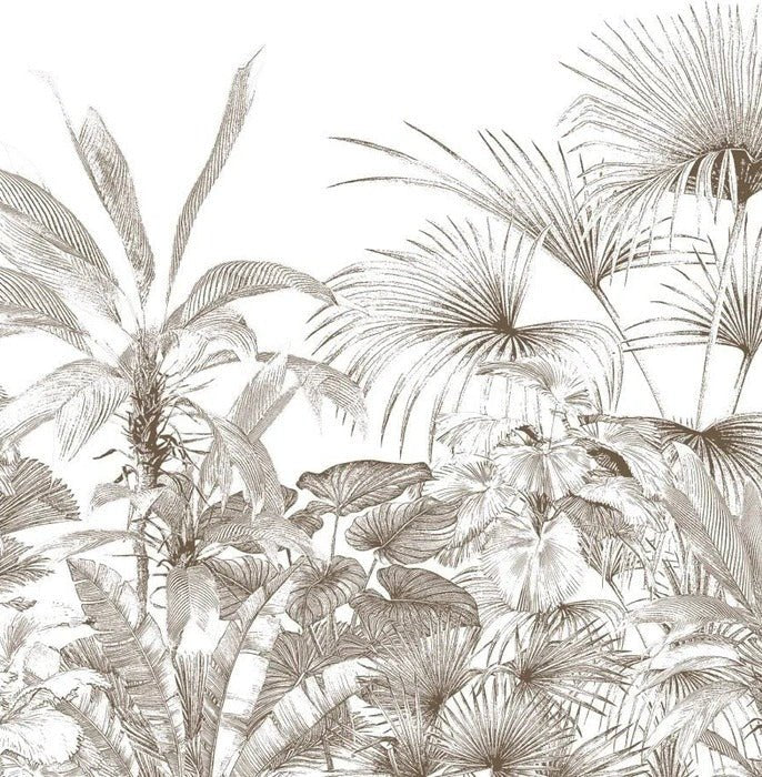 Tropische Tapete Gravur monochrom