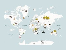 Tapete Weltkarte auf Französisch Kinder Gletscherblau