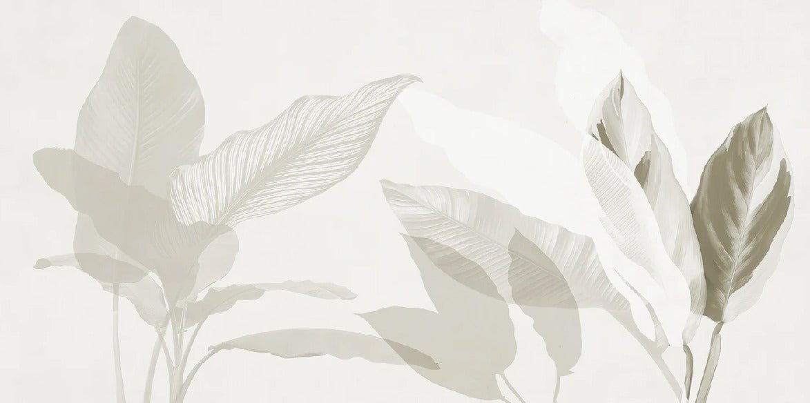 Moderne Tapete mit Blattwerk in Sepia