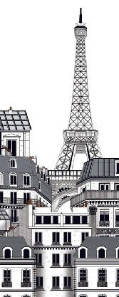 Tapete Büro Pariser Dächer