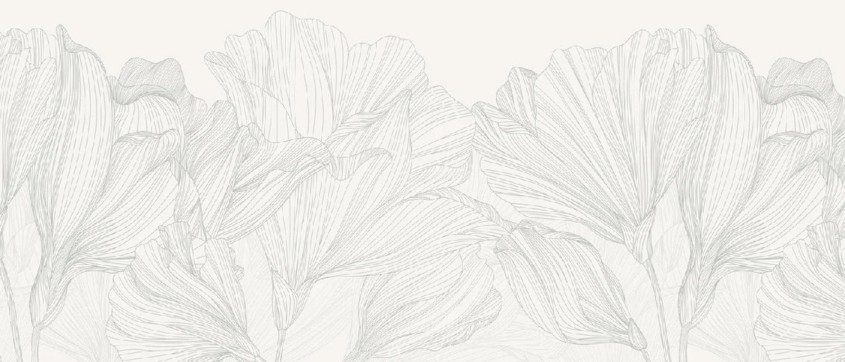 Tapete Vals de Flores Panorama grau und weiß