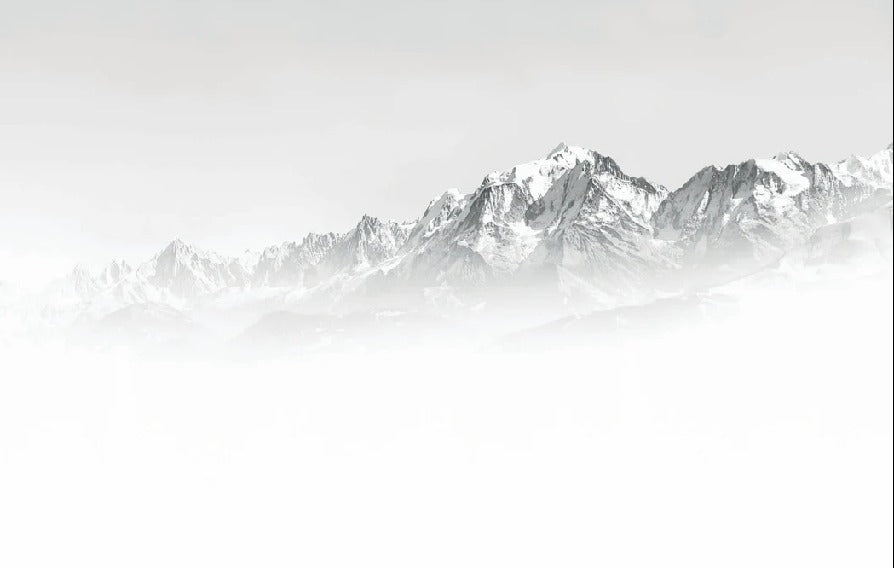 Tapete Büro Mont Blanc im Nebel schwarz & weiß