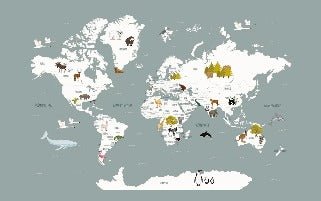 Tapete Weltkarte auf Französisch Kind grau