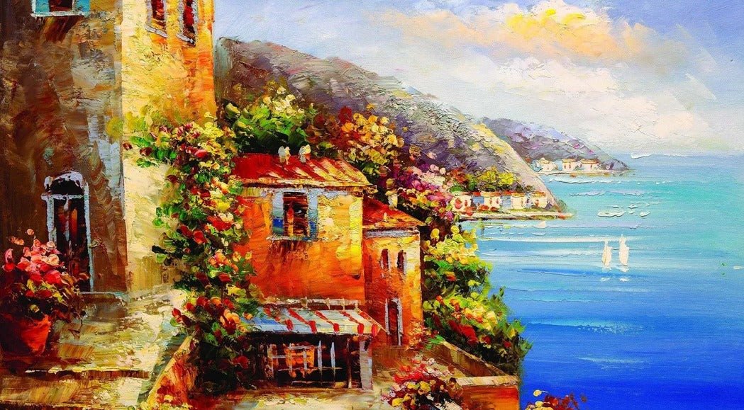 Tapete Dorf am Meer