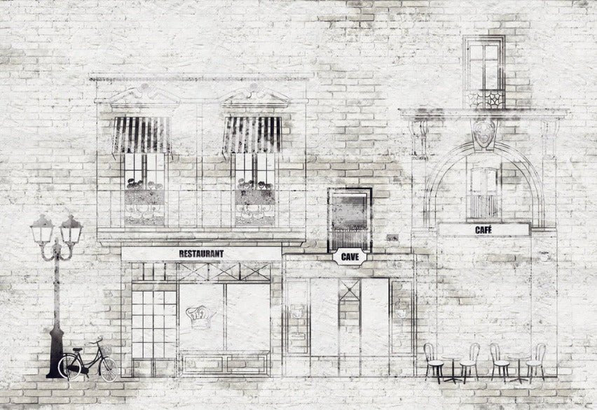 Tapete Bistro Vintage Fassade Parisienne