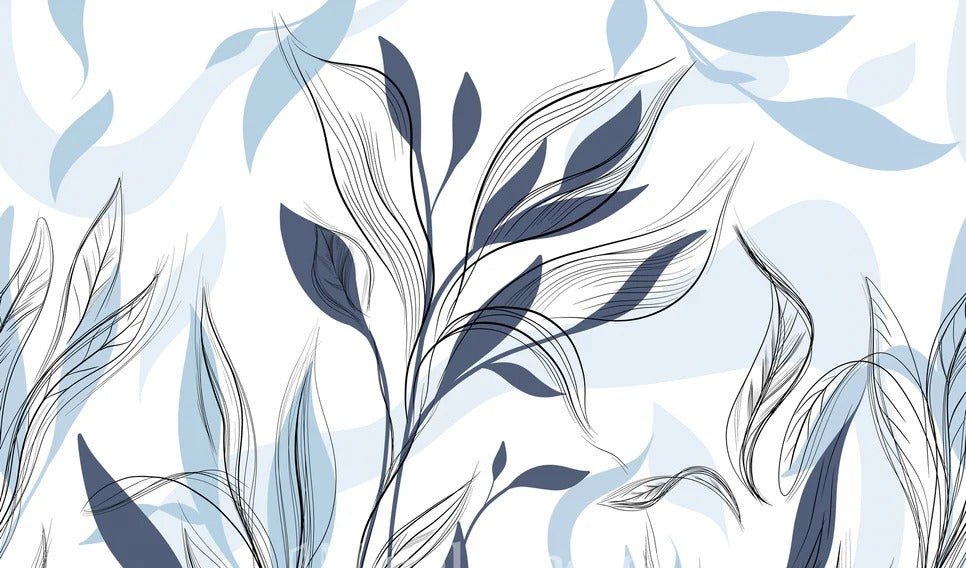 Tapete Blume Grafik blau