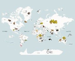 Tapete Weltkarte auf Französisch Kinder Gletscherblau