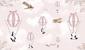 Tapete Kinderzimmer Panda Wolke rosa
