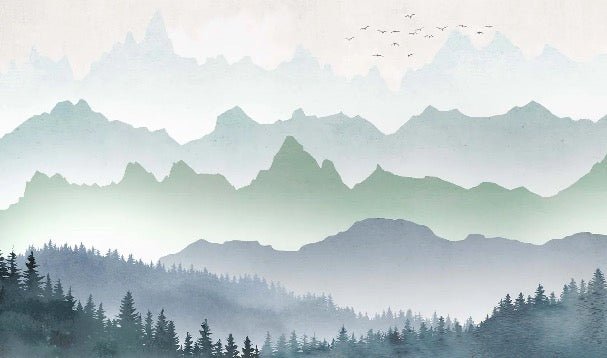 Tapete Morgennebel Wald