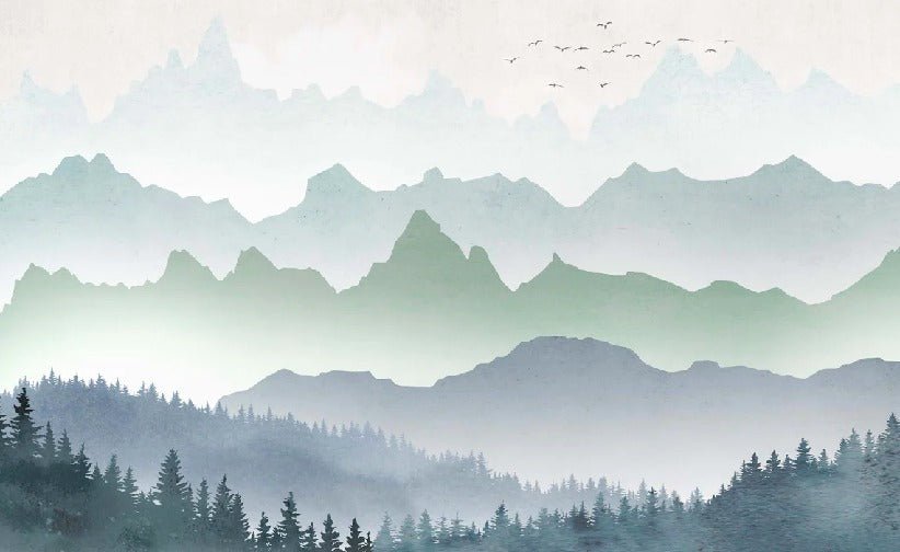 Tapete Morgennebel Wald