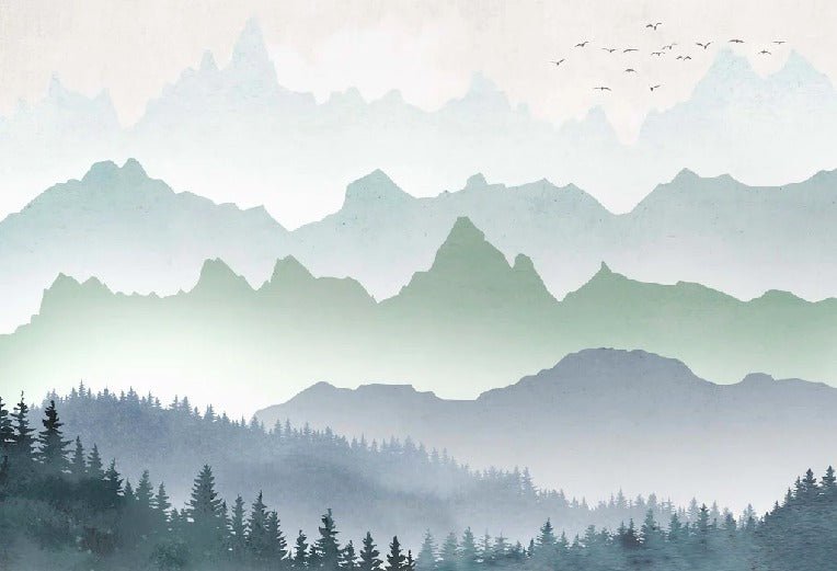 Tapete Morgennebel Wald