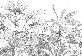 Tropische Tapete mit monochromem Druck
