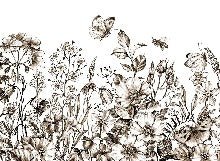 Landhaustapete Sepia-Blume