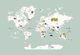 Tapete Weltkarte auf Französisch Kind grün